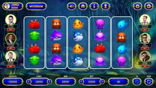 game play ocean theme slot game interface screen